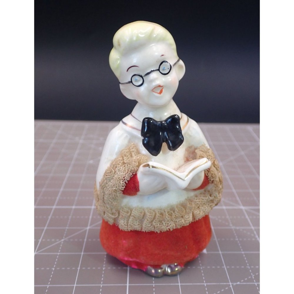Japan 50's Ceramic Choir Alt Boy Real Lace Red Velvet Singing Blonde Blue Eyes